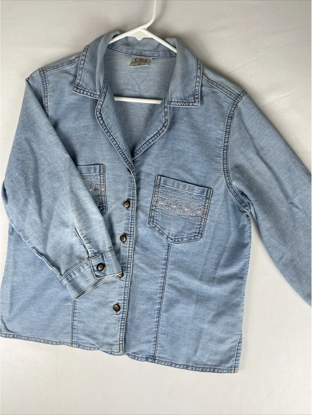 CMC by colour me cotton, cardigan,Med size pop over, embroidered pockets vintage